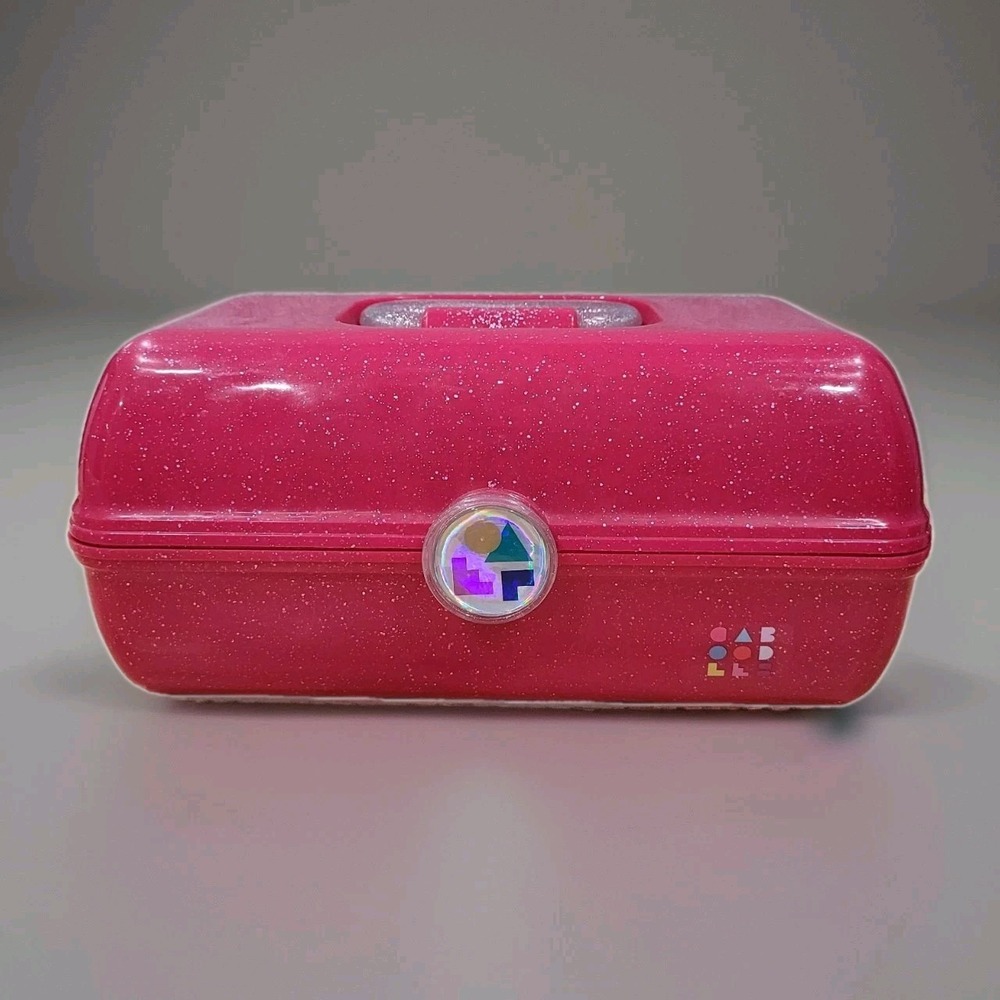 Vintage Caboodles On-The-Go Girl Pink Glitter Makeup Train Case Organizer